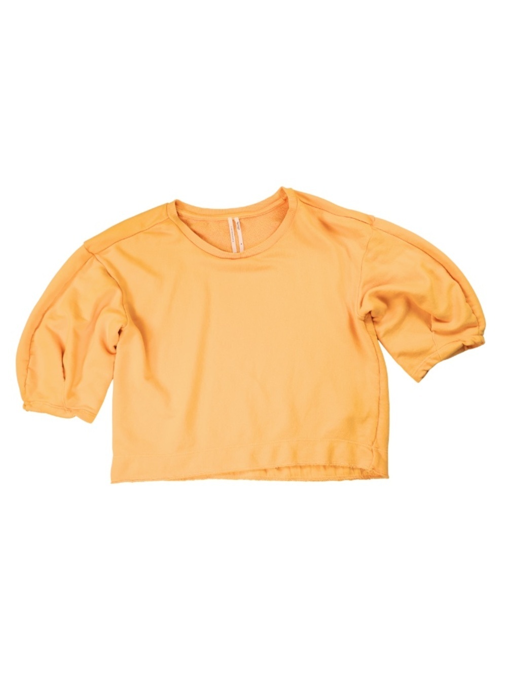 Anthropologie Orange Puff Sleeve Sweatshirt Top Medium Cropped Casual